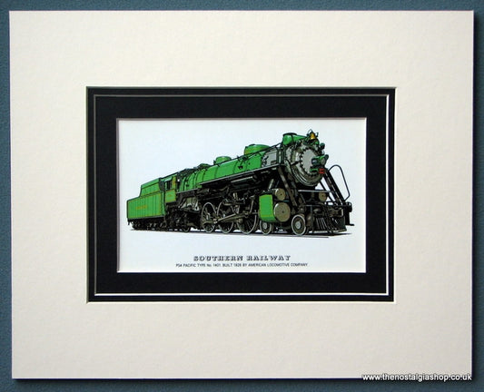 Southern Railway PS4 Pacific Type No: 1401 Mounted Print (ref SP62)