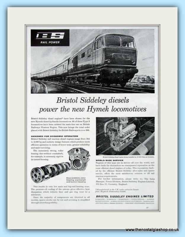 Hymek Locomotive Bristol Siddeley Diesels Original Advert 1962 (ref AD6490)