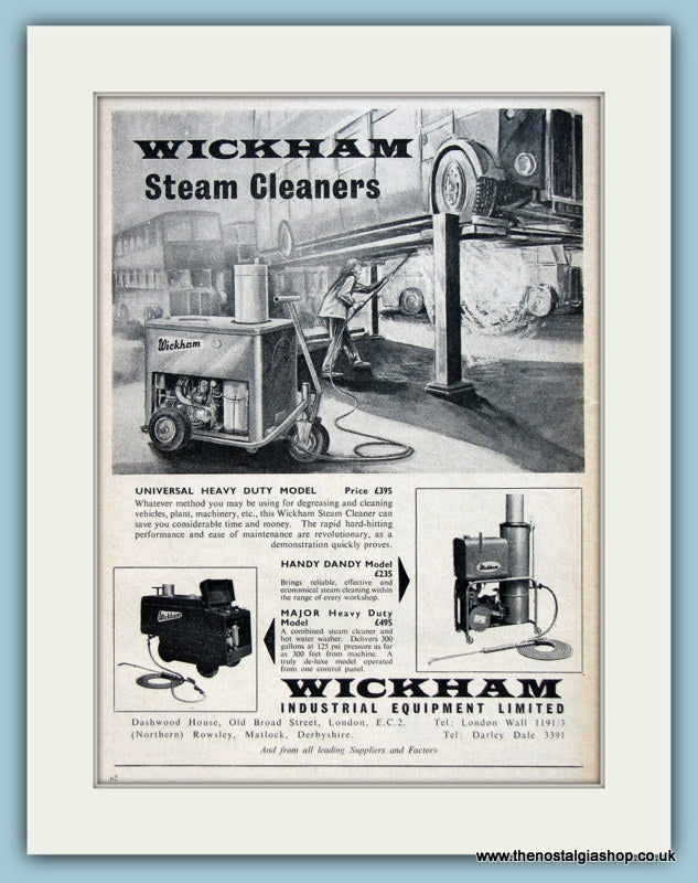 Wickham Industrial Steam Cleaners Original Advert 1962 (ref AD2963)