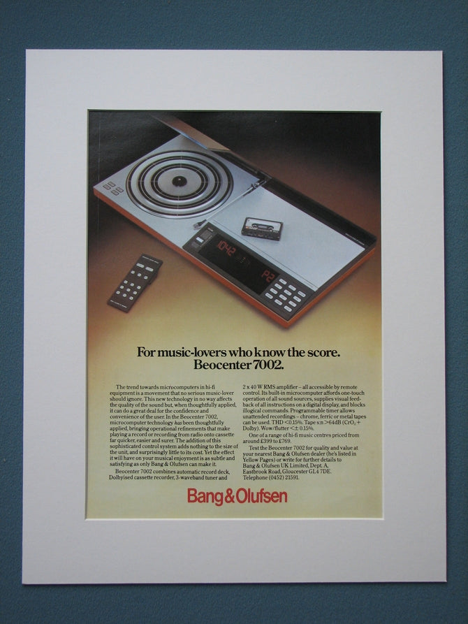 Bang & Olufsen Music Centre 1981 Original advert (ref AD821)