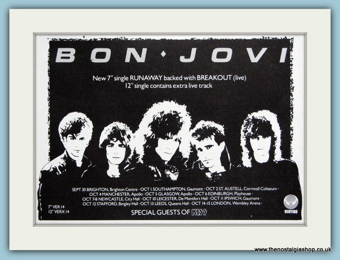 Bon Jovi Runaway 1981 Original Advert (ref AD3257)