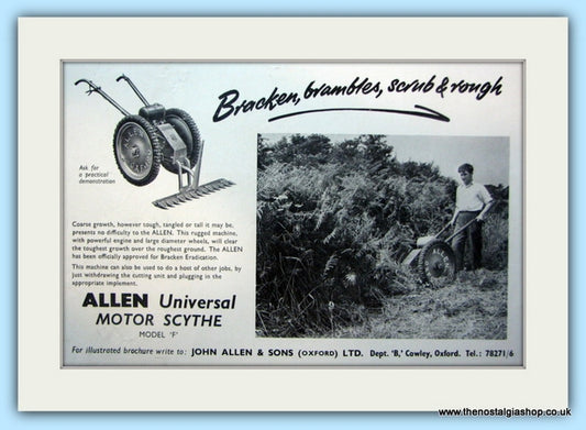 Allen Motor Scythe. Original Advert 1961 (ref  AD4642)