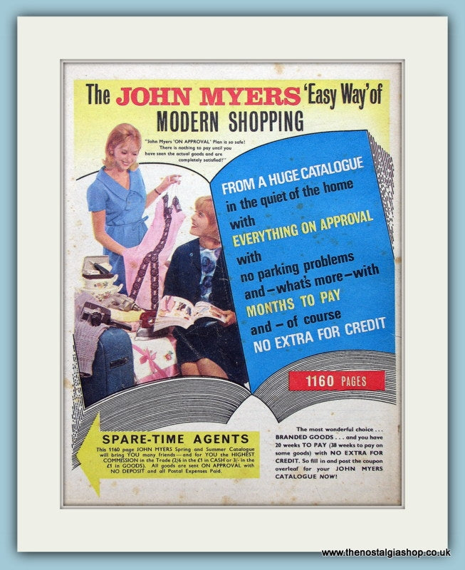 John Myers Catalogue Spare Time Agents Original Advert 1965 (ref AD4567)