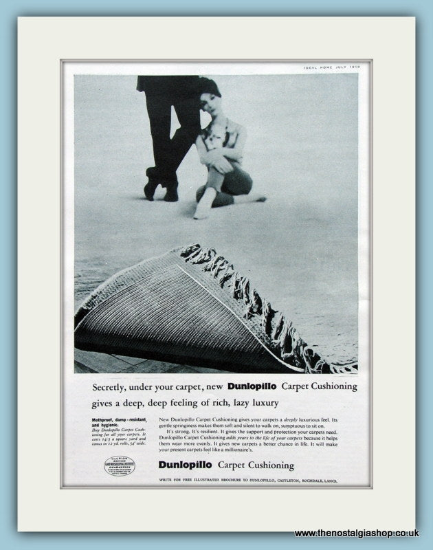 Dunlpillo Carpet Cushioning Original Advert 1959 (ref AD2515)