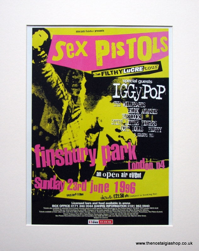 Sex Pistols Finsbury Park 1996 Original Advert (ref AD910)