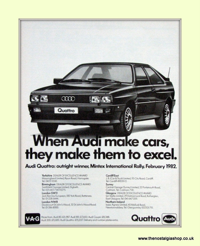 Audi Quattro Original Advert 1982 (ref AD6771)