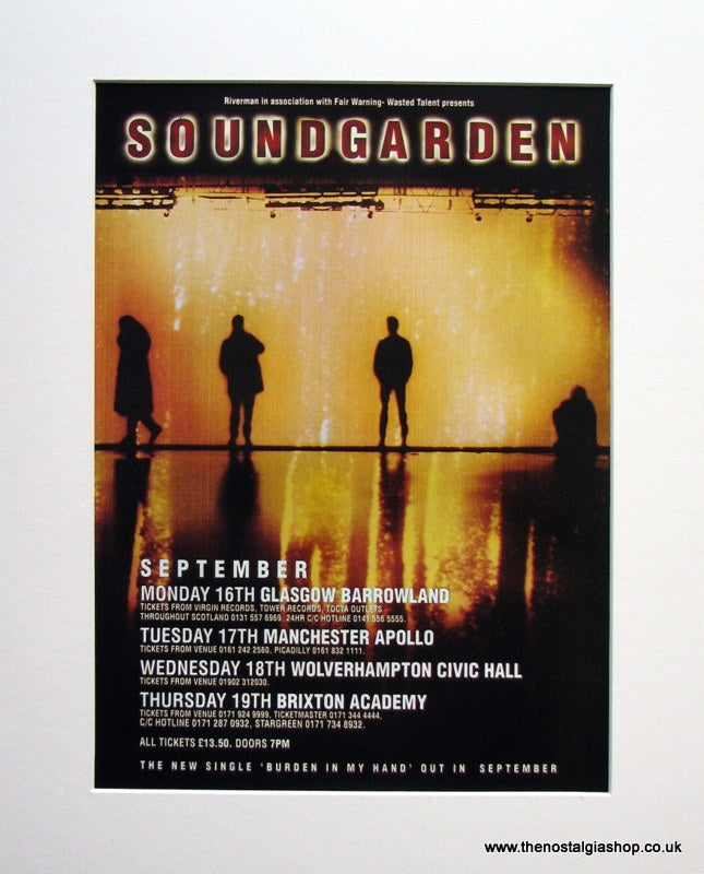 Soundgarden U.K Tour Dates 1996 Original Advert (ref AD952)