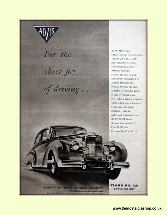 Alvis TC.21/100 Original Advert 1954 (ref AD6635)