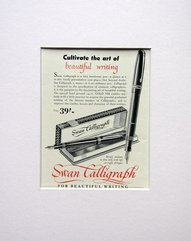 Swan Calligraph Pen 1953 Original Advert (ref AD1540)