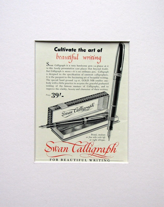 Swan Calligraph Pen 1953 Original Advert (ref AD1540)