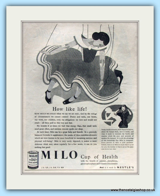 Milo Cup of Health. Original Advert 1951 (ref AD4900)