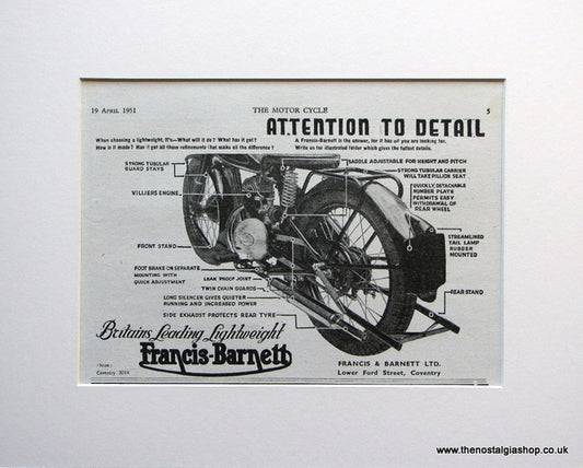 Francis - Barnett. 1951 Original advert (ref AD1612)