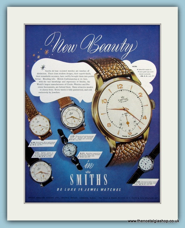 Smiths Watches. Original Advert 1952 (ref AD6121)