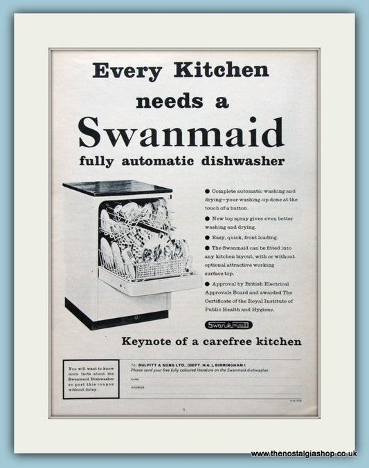 Swanmaid Dishwasher 1968 Original Advert (ref AD4526)