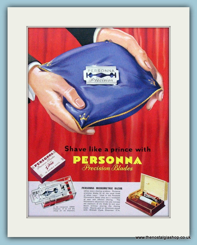 Personna Blades. Original Advert 1953 (ref AD4508) – The Nostalgia Shop