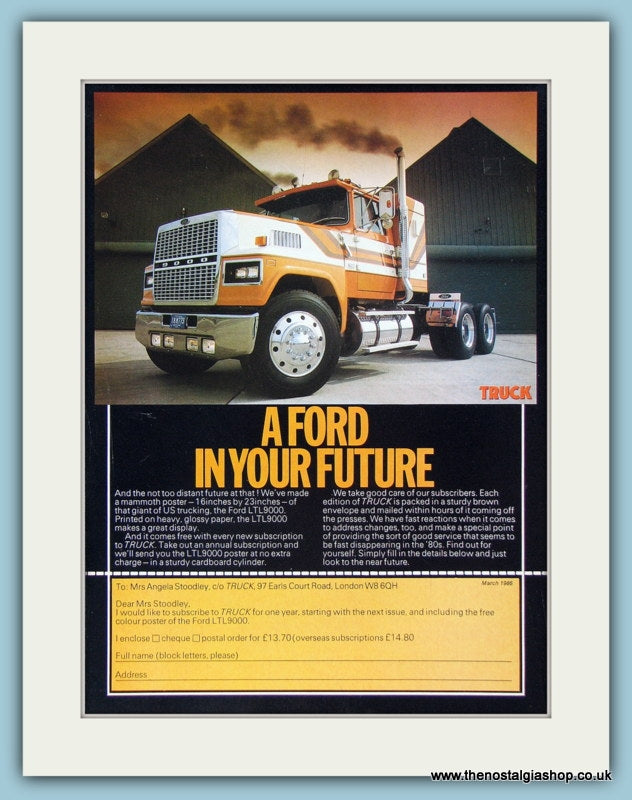 Ford LTL9000 Truck. Original Advert 1986 (ref AD2950)