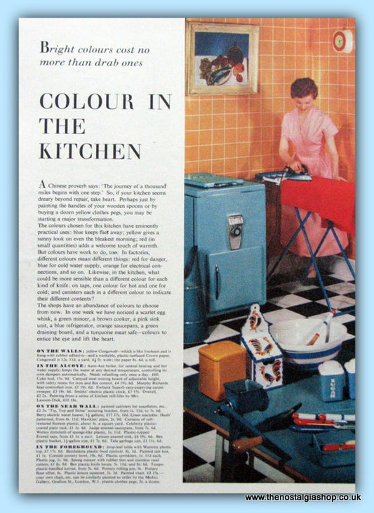 Colour in the Kitchen. Original article 1954 (ref AD4737)