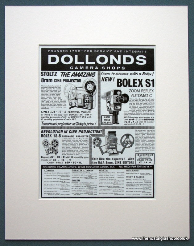 Dollonds Camera Shops 1964 Original Advert (ref AD1084)