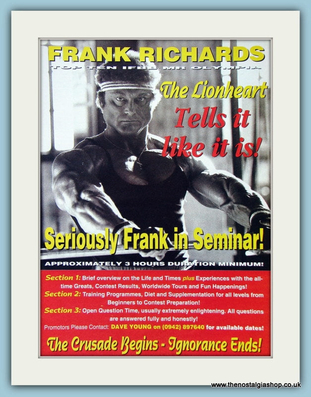 Frank Richards In Seminar Original Advert 1994 (ref AD3932)