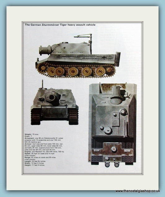 German Sturmmorser Tiger Heavy Assault Vehicle. Print (ref PR452)