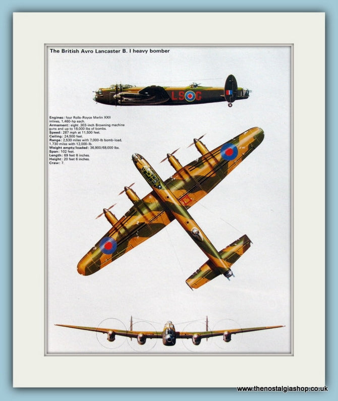 British Avro Lancaster B. I Heavy Bomber. Print (ref PR534)