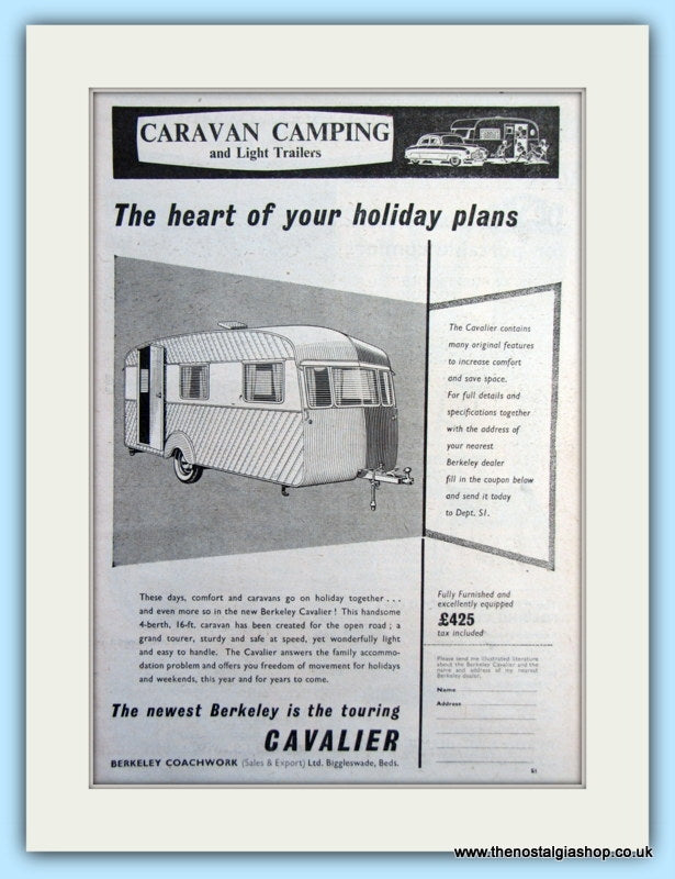 Berkeley Cavalier Caravan 1955 Original Advert (ref AD6356)