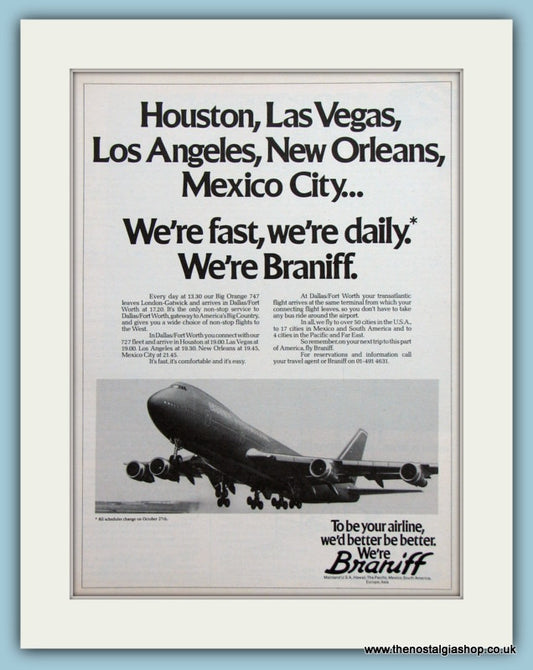 Braniff Airline Original Advert 1980 (ref AD2161)