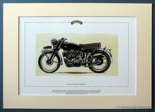Vincent Black Shadow. Mounted Motorcycle Print. (ref PR3013)