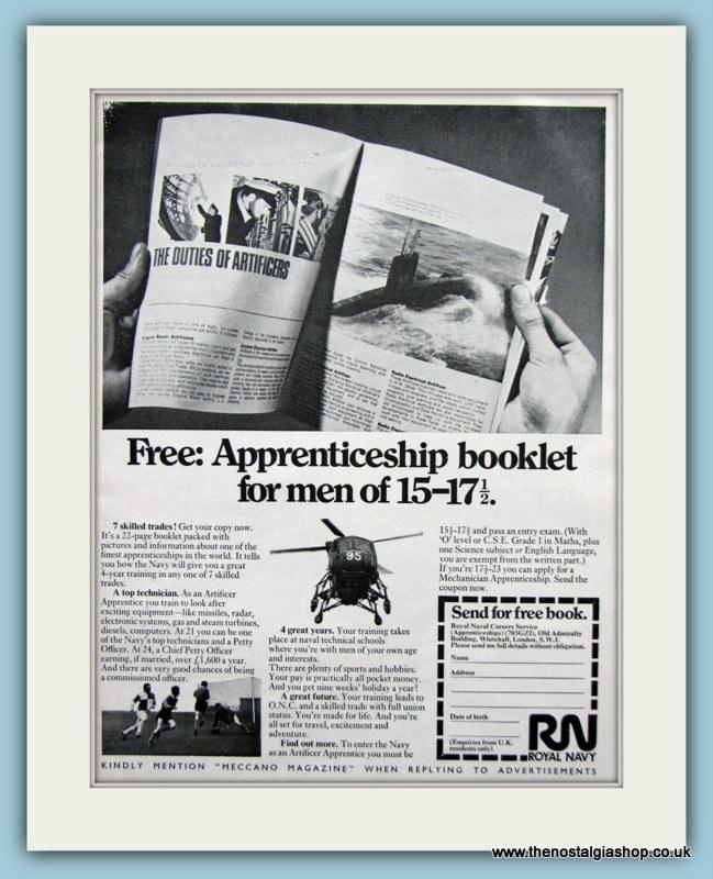 Royal Navy Apprenticeships. Set of 2 Original Adverts 1969 (ref AD6062)