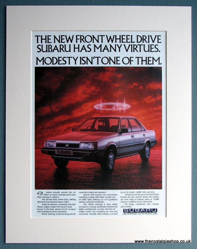 Subaru 1.8 GTi 1985 Original Advert (ref AD1725)