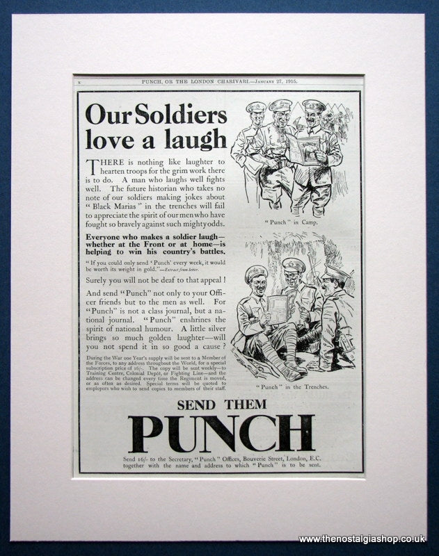 Punch 1st world war Original advert 1915 (ref AD848)