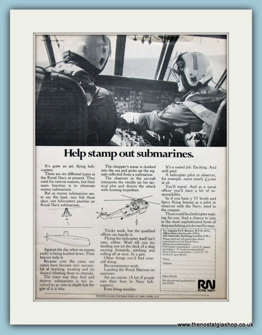 Royal Navy anti Submarines. Original Advert 1971 (ref AD6074)