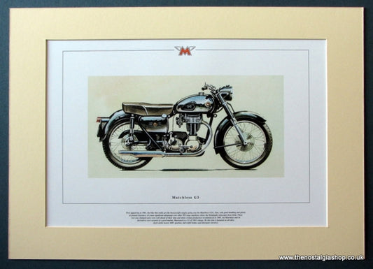 Matchless G3 Mounted Motorcycle Print (ref PR3031)