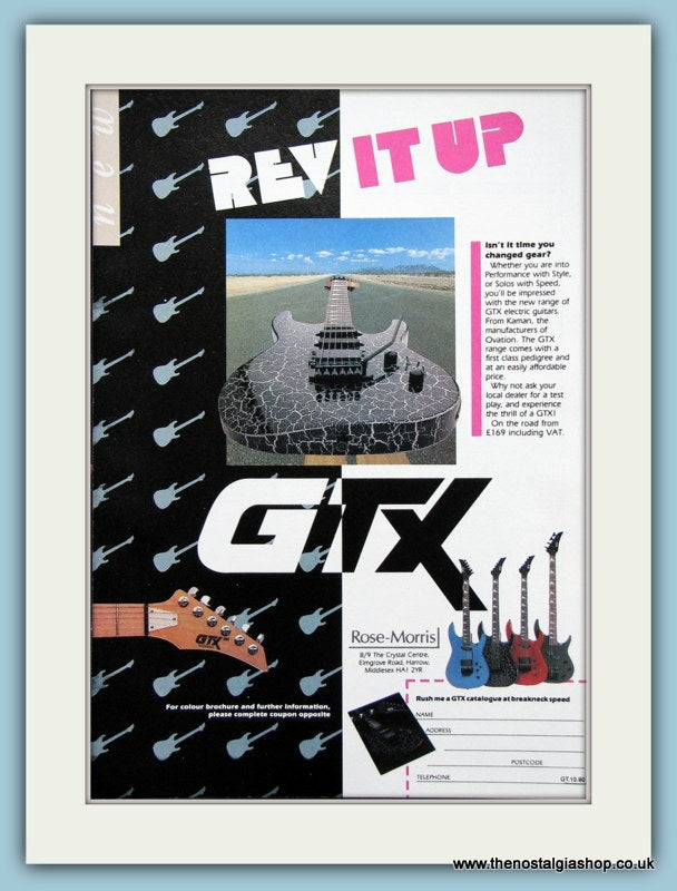 GTX Guitars, Rev It Up. Original Advert 1990 (ref AD2684)