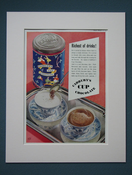 Cadbury Cup Chocolate 1952 Original advert (ref AD817)