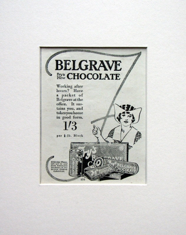 Belgrave Fry's New Chocolate. Original advert 1924 (ref AD1564)
