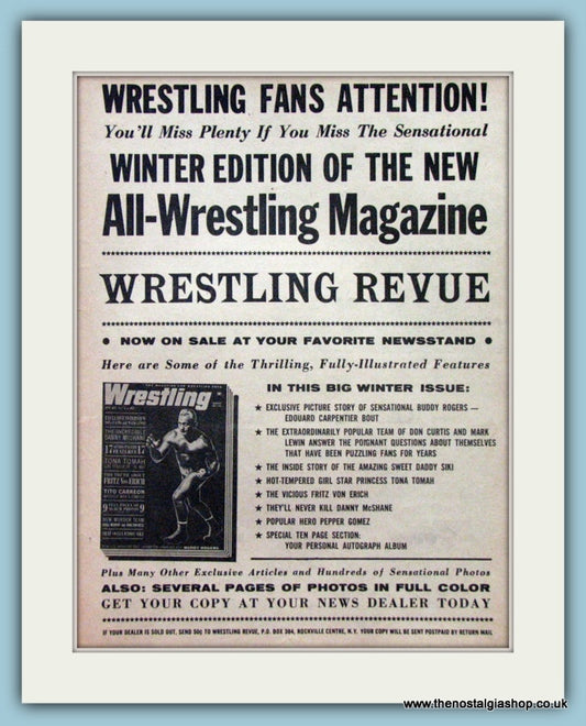 Wrestling Fans Review. Original Advert 1961  (ref AD5038)