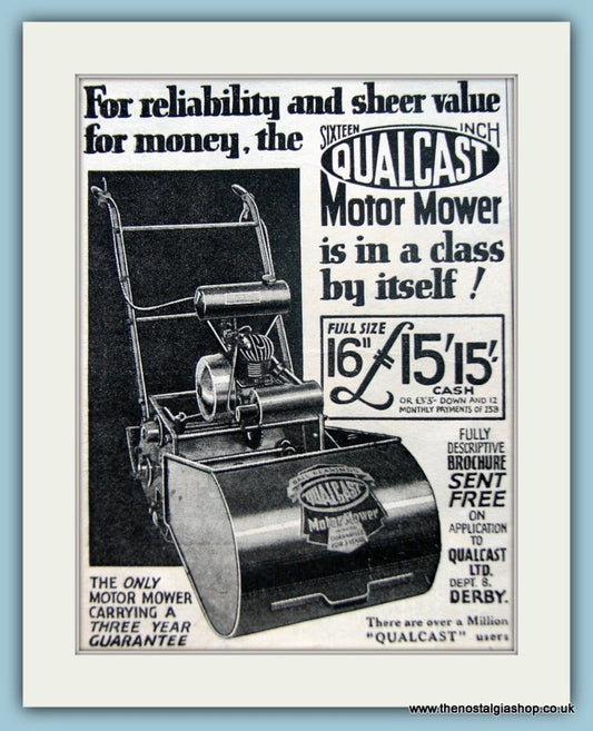 Qualcast 16" Motor Mower. Original Advert 1936 (ref AD4630)