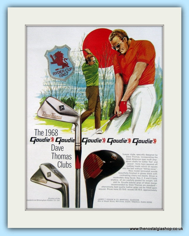 Goudie 1968 Dave Thomas Clubs. 2 x Original Adverts (ref AD4991)