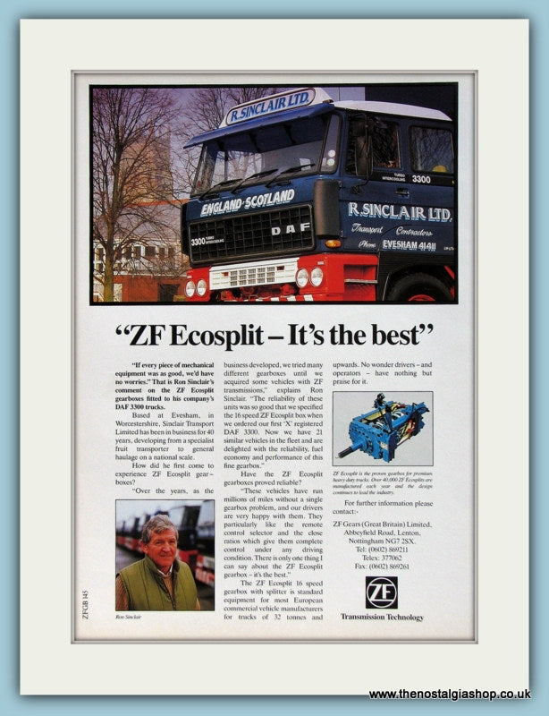 ZF Ecosplit Transmission Technology 1988 Original Advert (ref AD2942)