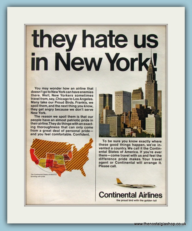 Continental Airlines. Oridinal Advert 1964 (ref AD8267)
