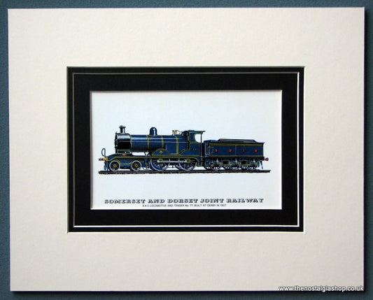 Somerset And Dorset Joint Rly 4-4-0 Locomotive Mounted Print (ref SP47)