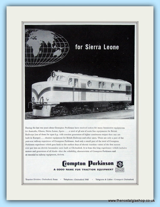 Crompton Parkinson Locomotive Equipment Original Advert 1957 (ref AD6497)