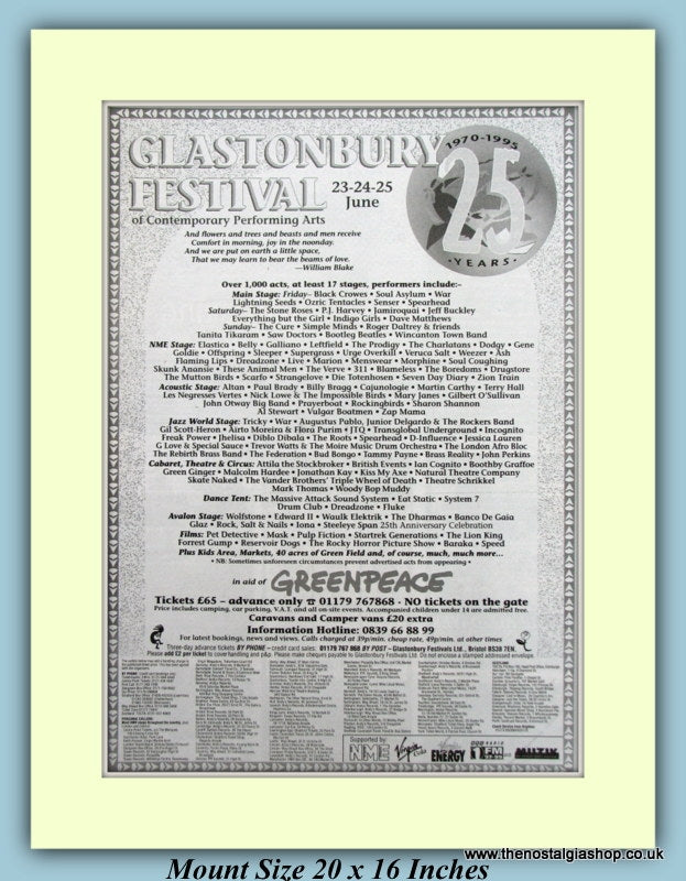 Glastonbury Festival 25 Years 1995 Original Advert (ref AD9035)