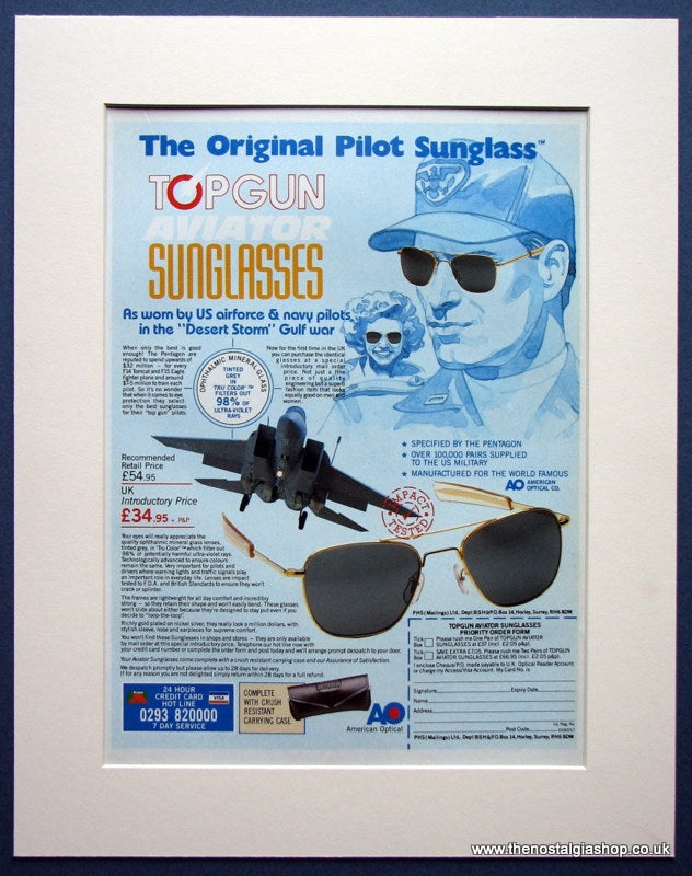 Top Gun Pilot Sunglasses Original advert 1991 (ref AD1004)