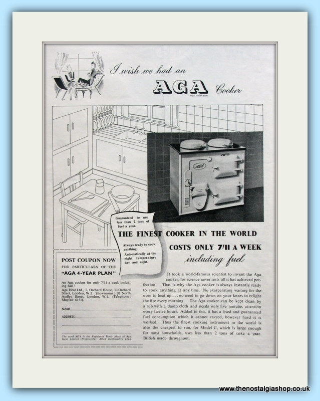 AGA Cooker. Original Advert 1939 (ref AD4758)