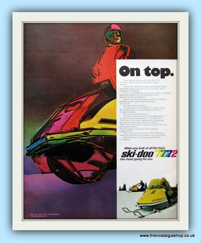 Ski-Doo 72 Snowmobile Original Advert 1971 (ref AD8102)