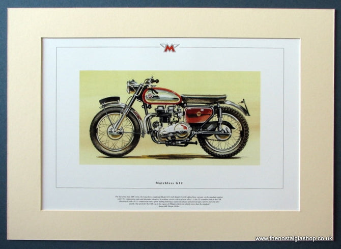 Matchless G12 Mounted Motorcycle Print (ref PR3044)