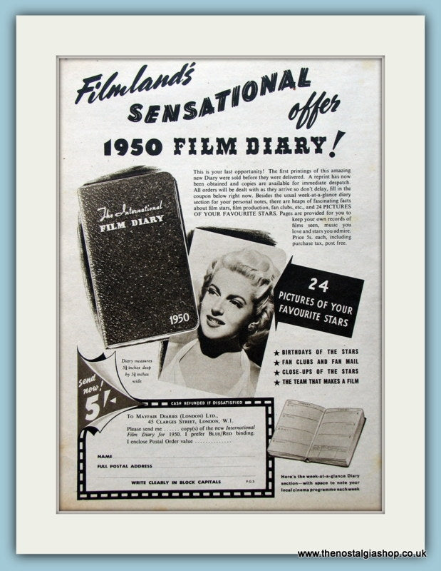 Film Diary Offer 1950 Original Advert (ref AD4524)