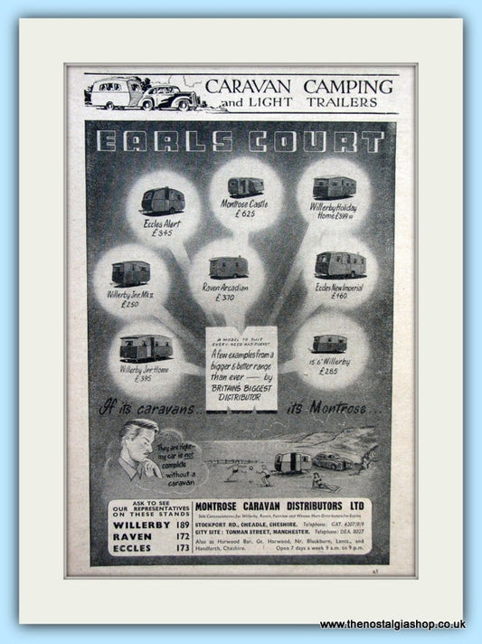 Montrose Caravans Earls Court Original Advert 1953 (ref AD6352)
